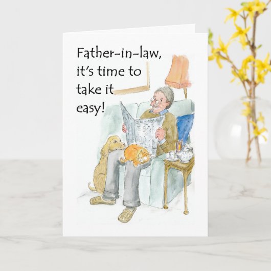 Kaart voor pensionering voor een schoonvader (Gele Bloem)