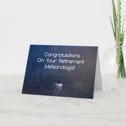 Kaart voor pensionering voor meteoroloog, Stormy W (Voorkant)