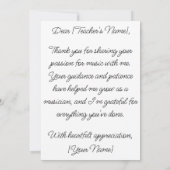 Kaart voor persoonlijke muziekdocenten (Achterkant)