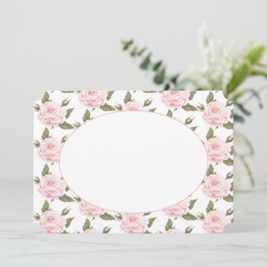 Kaart voor platte notering of roze roze roze rozen (Staand voorkant)