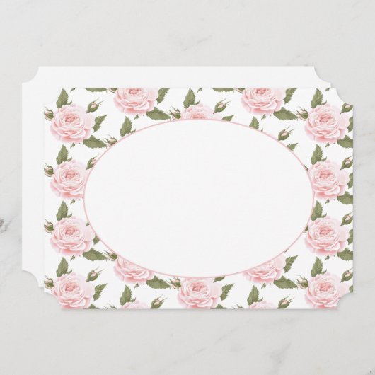 Kaart voor platte notering of roze roze roze rozen (Voorkant / Achterkant)