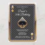 Kaart voor pokerspelen Casino Birthday uitnodiging<br><div class="desc">Poker-speelkaart Casino Gold-verjaardagsuitnodiging. Glitter-uitnodiging voor casinothema goud. Black Spades Poker. 18e 21e 30e 40e 50e 70e 90e 100e,  elke leeftijd. Voor verdere aanpassing,  te klikken gelieve de knoop "van de Aanpassing het"en ons ontwerphulpmiddel te gebruiken om deze sjabloon te wijzigen.</div>