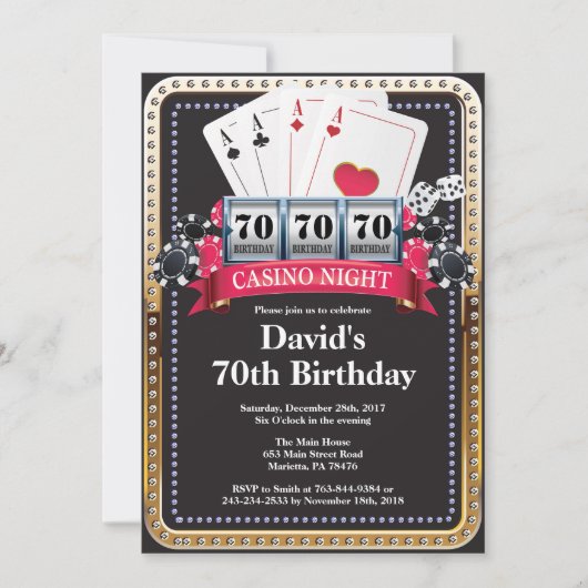 Kaart voor pokerspelen Casino Birthday uitnodiging (Voorkant)