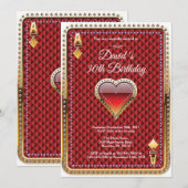 Kaart voor pokerspelen Casino Birthday uitnodiging (Voorkant / Achterkant)