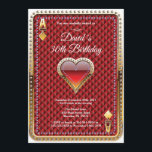Kaart voor pokerspelen Casino Birthday uitnodiging<br><div class="desc">Poker-speelkaart Casino Gold-verjaardagsuitnodiging. Casino-thema gouden glitter-uitnodiging,  Red Hearts Poker. 18e 21e 30e 40e 50e 70e 90e 100e,  elke leeftijd. Voor verdere aanpassing,  te klikken gelieve de knoop "van de Aanpassing het"en ons ontwerphulpmiddel te gebruiken om deze sjabloon te wijzigen.</div>