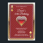 Kaart voor pokerspelen Casino Birthday uitnodiging<br><div class="desc">Poker-speelkaart Casino Gold-verjaardagsuitnodiging. Casino-thema gouden glitter-uitnodiging,  Red Hearts Poker. 18e 21e 30e 40e 50e 70e 90e 100e,  elke leeftijd. Voor verdere aanpassing,  te klikken gelieve de knoop "van de Aanpassing het"en ons ontwerphulpmiddel te gebruiken om deze sjabloon te wijzigen.</div>