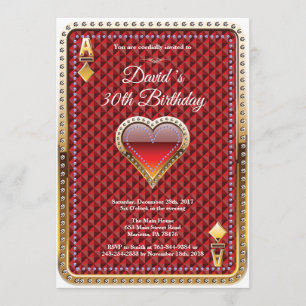 Kaart voor pokerspelen Casino Birthday uitnodiging