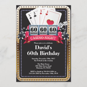 Kaart voor pokerspelen Casino Birthday uitnodiging