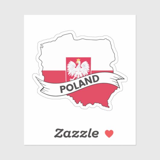 Kaart voor Poolse vlag Sticker (Vel)