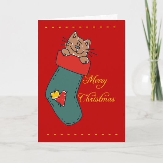 Kaart voor pretkerst Kitty Cat (Voorkant)