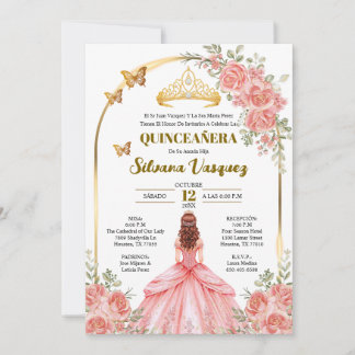 Kaart voor Quinceañera Uitnodiging voor quinceaner