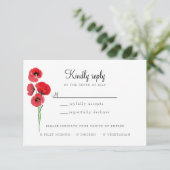 kaart voor reactie met rode klaprozen (Staand voorkant)