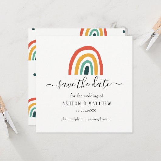 Kaart voor regenboogbruiloft (Voorkant / Achterkant in situ)