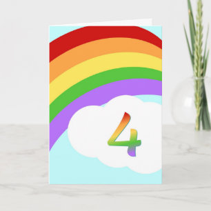 Kaart voor regenbooggeboorte van 4 jaar oud