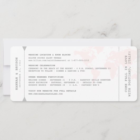 Kaart voor retro-reisthema instapkaart (Achterkant)