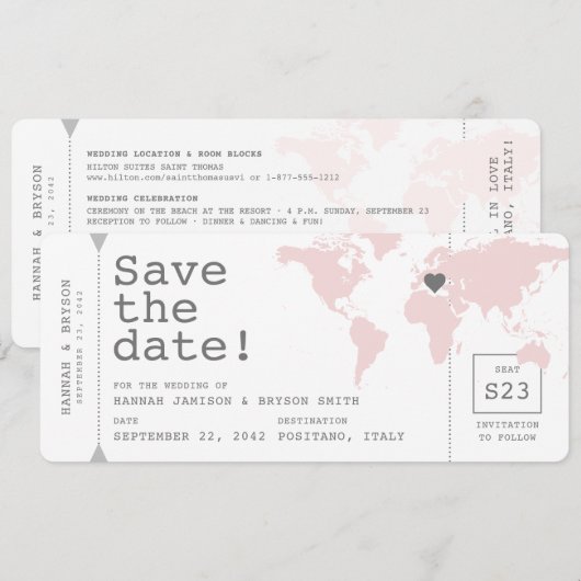 Kaart voor retro-reisthema instapkaart (Voorkant / Achterkant)