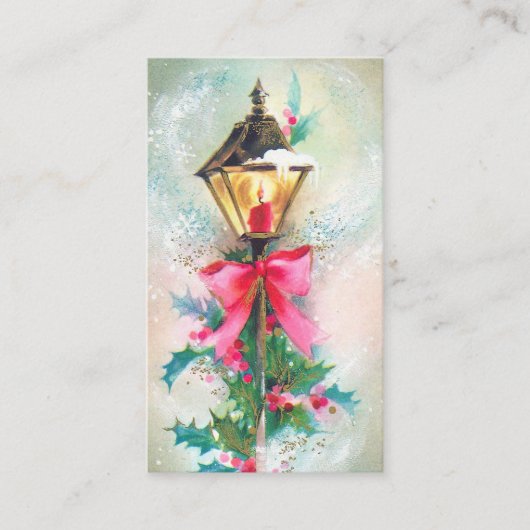 Kaart voor retro Vintage-kerstverlichting Visitekaartje (Voorkant)