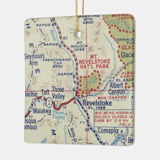  kaart voor Revelstoke BC Keramisch Ornament (Links)