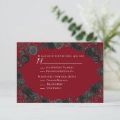 Kaart voor rood en zwart Roos Gothic Wedding Reply (Staand voorkant)