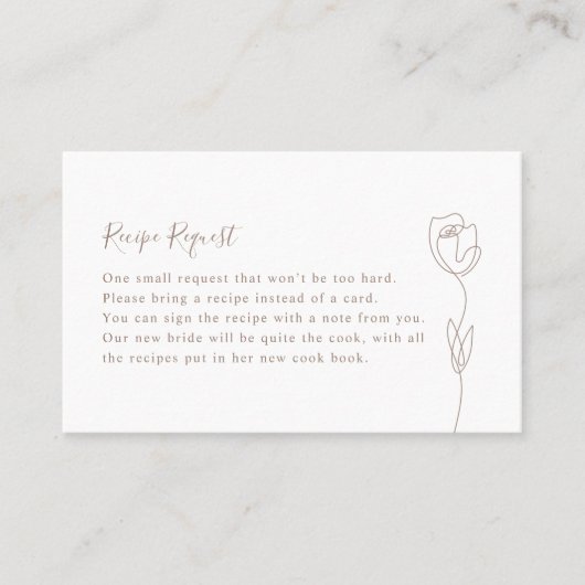 Kaart voor Roos met whimsical Line Recipe Request Visitekaartje (Voorkant)