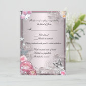 Kaart voor roze Floral- en vlinderreactie (Staand voorkant)