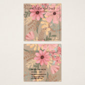 Kaart voor roze Floral Kraft Cursive Ketting Displ (Voorkant /achterkant)