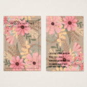 Kaart voor roze Floral Kraft Cursive Ketting Displ (Voorkant /achterkant)