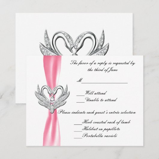 Kaart voor roze ribbon Silver Swans Response (Voorkant / Achterkant)