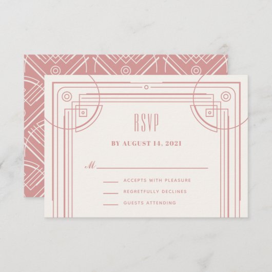 Kaart voor RSVP-behuizing voor modern deco-Lijst - (Voorkant / Achterkant)