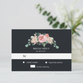 kaart voor RSVP-bloemrespons 'midnight bloom' (Staand voorkant)