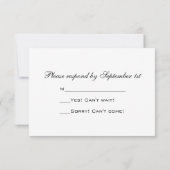 Kaart voor RSVP-respons op Black and White Dahlia  (Achterkant)