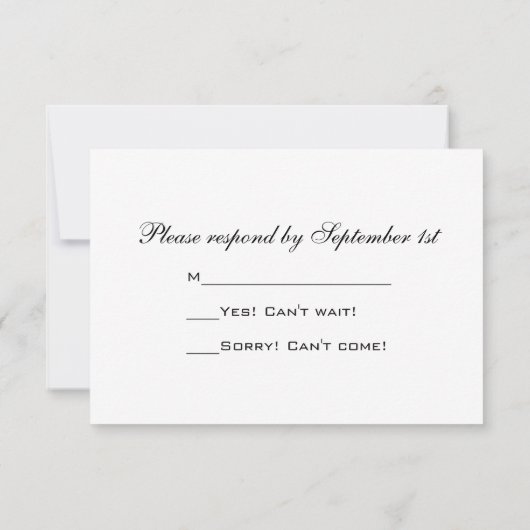 Kaart voor RSVP-respons op Black and White Dahlia (Achterkant)