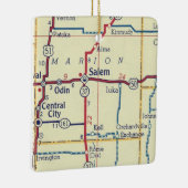  kaart voor Salem IL Keramisch Ornament (Rechts)