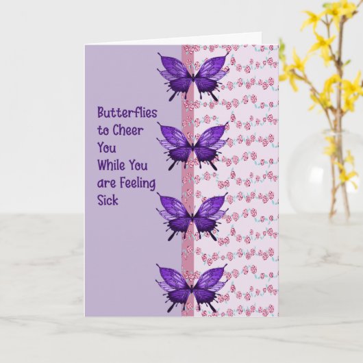 Kaart voor slechte koude met vlinders (Gele Bloem)