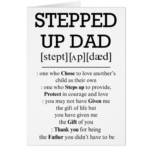 Kaart voor Step Dad, Stepped Up Dad (Voorkant)