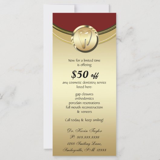 Kaart voor tandheelkundige Rack Cadeaubon Gold Mol (Achterkant)