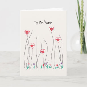 Kaart voor tante op Valentijnsdag Harten & Bloemen
