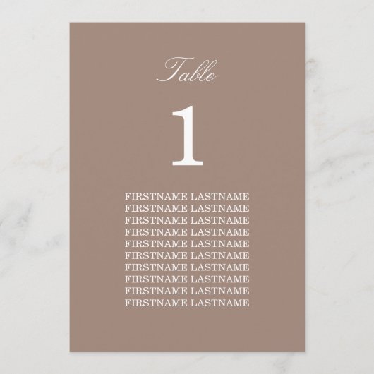 Kaart voor Taupe-tabel gastnamen (Voorkant)