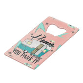 Kaart voor thuiskrediet creditkaart flessenopener (Voorkant Gekanteld)