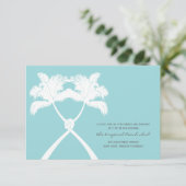 Kaart voor Tropische bruiloft met gekonfde palmbom (Staand voorkant)