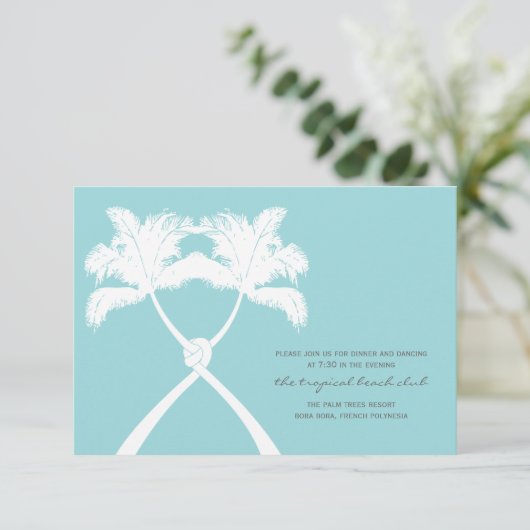 Kaart voor Tropische bruiloft met gekonfde palmbom (Staand voorkant)