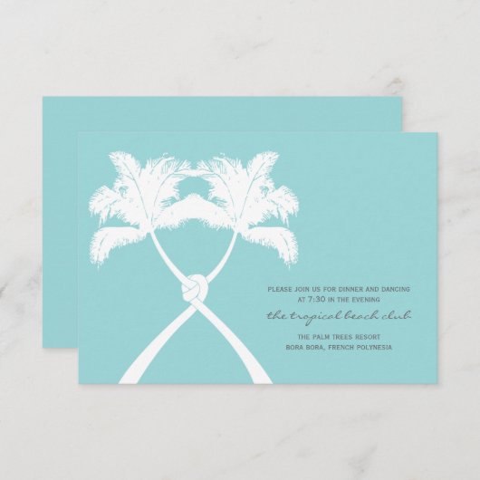 Kaart voor Tropische bruiloft met gekonfde palmbom (Voorkant / Achterkant)