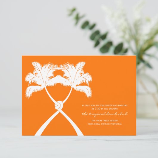 Kaart voor Tropische bruiloft met gekonfde palmbom (Staand voorkant)