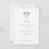 Kaart voor Tropische bruiloft met gekonfde palmbom (Voorkant)