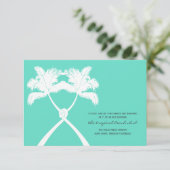Kaart voor Tropische bruiloft met gekonfde palmbom (Staand voorkant)