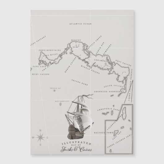 Kaart voor Turken en Caicos (Voorkant)