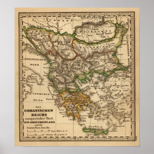 Kaart voor Turkije en Griekenland Poster (Voorkant)