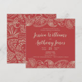 Kaart voor uitnodiging tot het Rode Rustische Bohe (Voorkant / Achterkant)