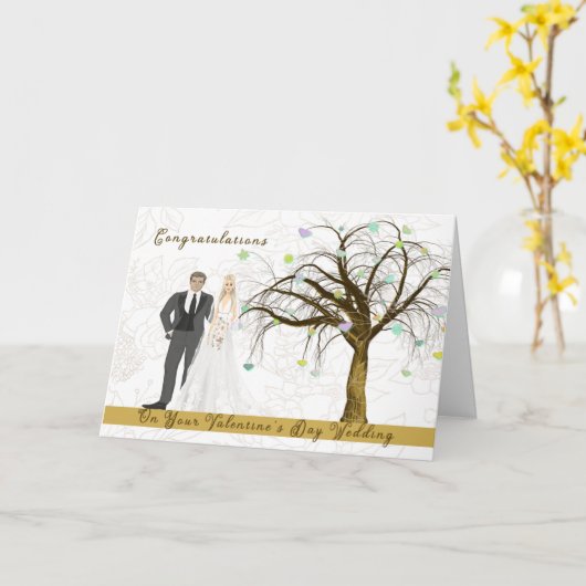 Kaart voor Valentijnsdag bruiloft (Gele Bloem)