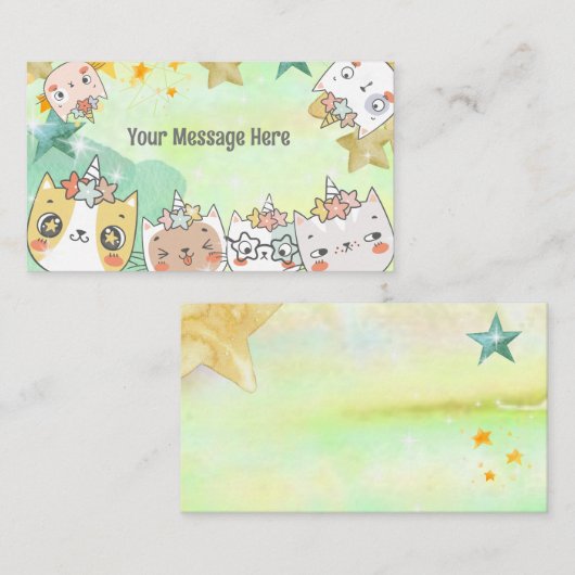 Kaart voor verjaardagscadeau van Magic Caticorn (Voorkant / Achterkant)